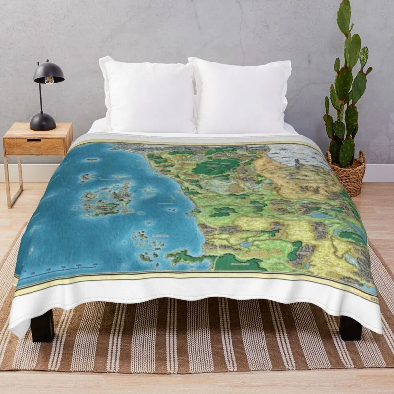 Faerun Map Blanket Flannel Autumn/Winter Lightweight Thin Throw Blankets for Bed Sofa Travel Cinema