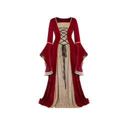 Robe Longue en Velours Style Médiéval Européen pour Femme, Tenue de Cour Gothique, Costume d'Halloween Cosplay Élégant