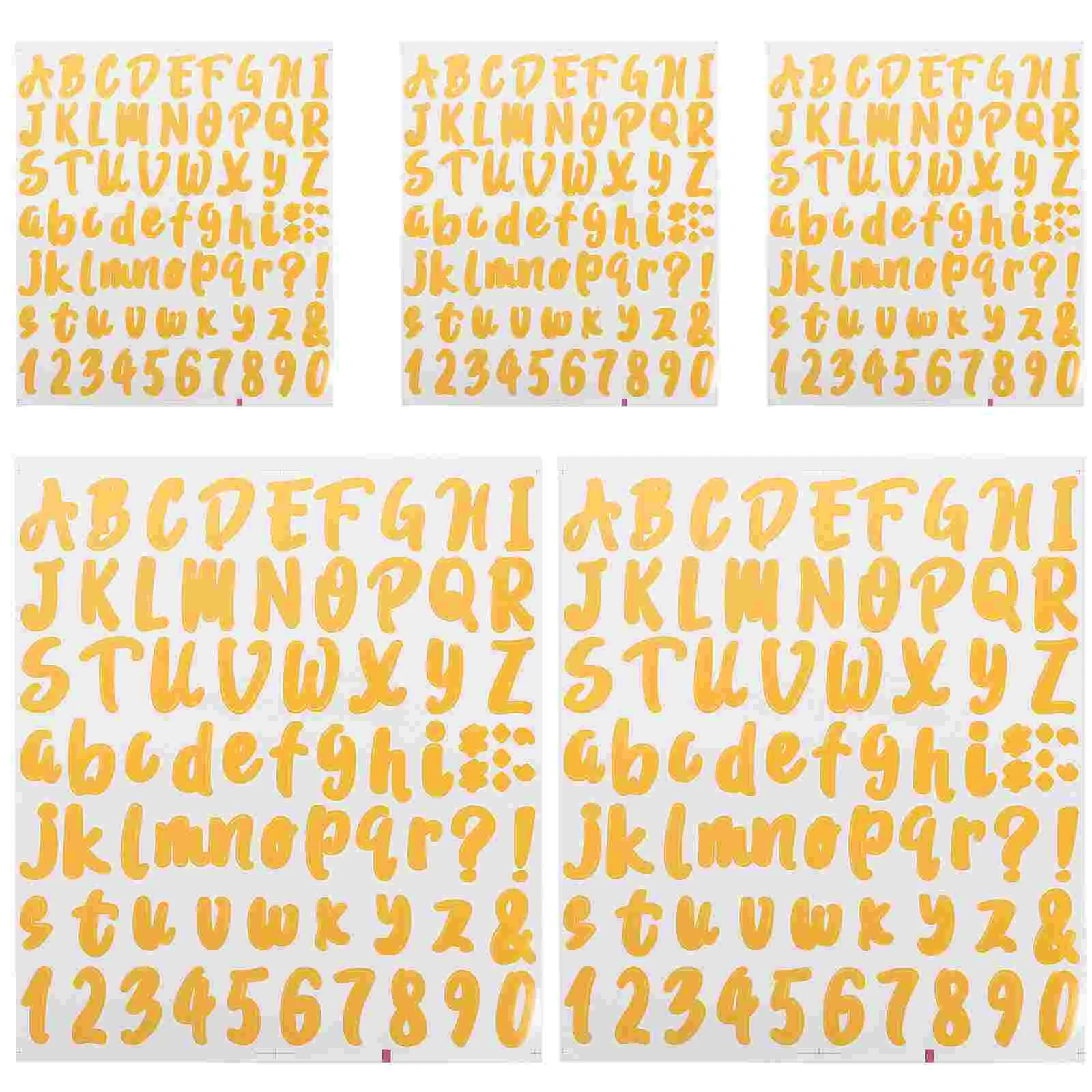 5 Sheets Waterproof Stickers Wedding Birthday Party Numbers Letters Name Mailbox Decals Label Golden Multi-purpose Alphabet