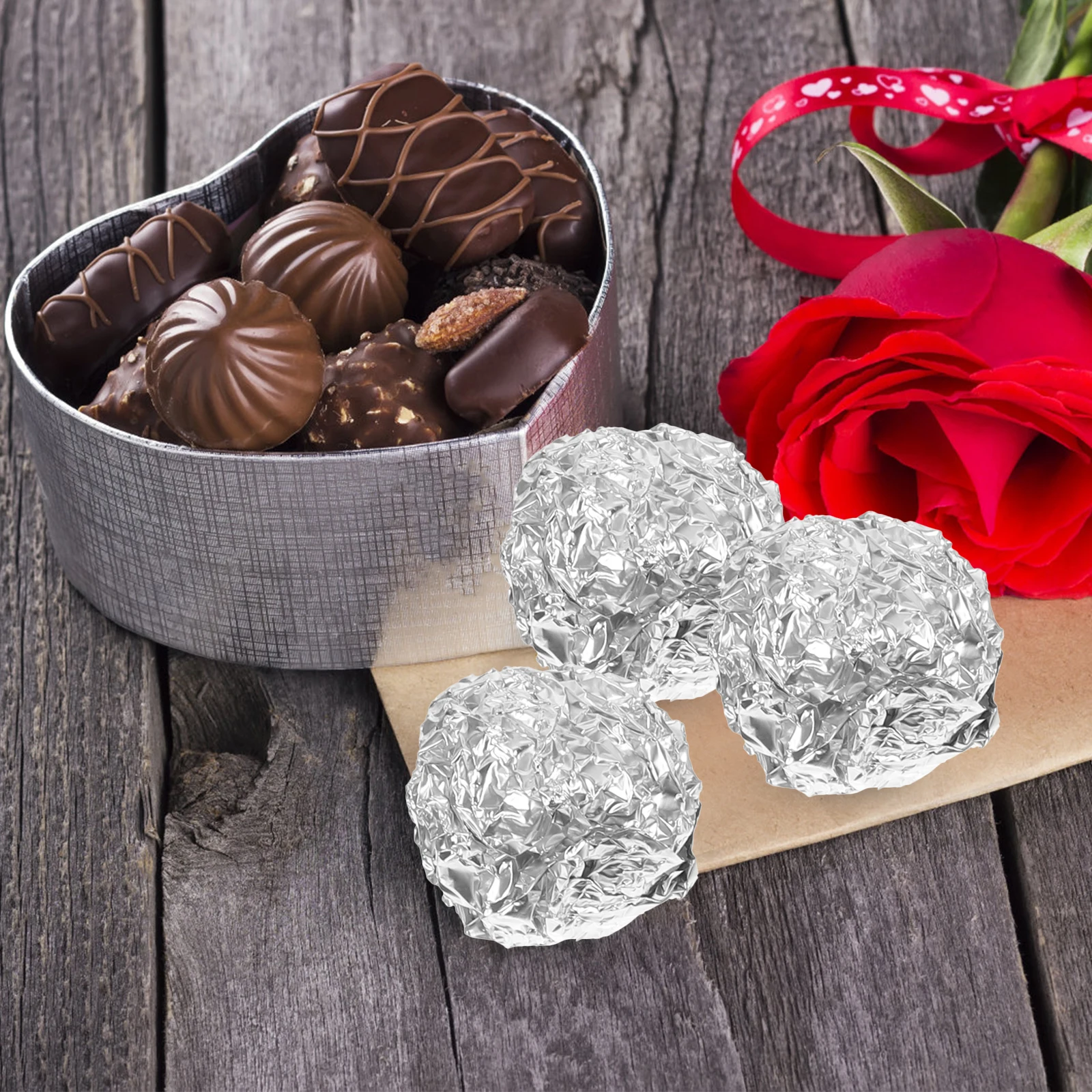 

200pcs Silver Glossy Chocolate Wrapping Foil Paper for Gift Packaging Supplies Bulk DIY Tools Baking Pastry