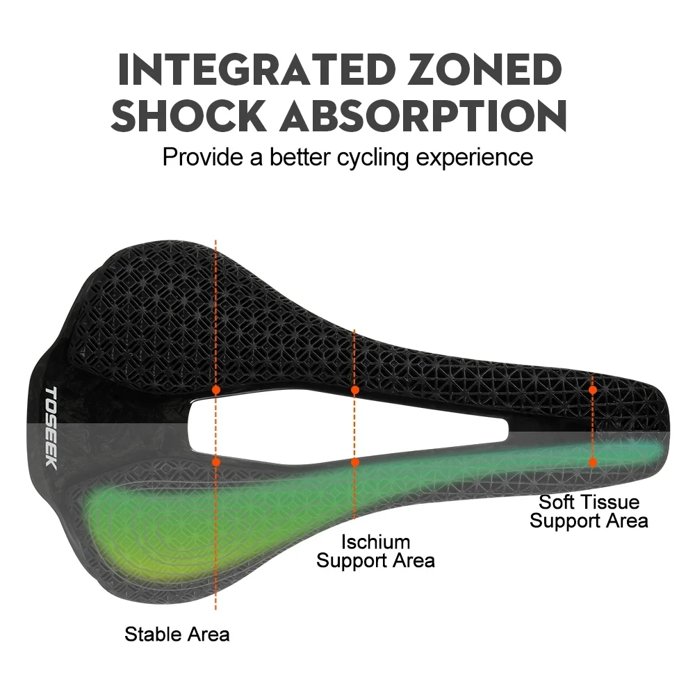 

Велосипедное седло TOSEEK P10, напечатанное на 3D-принтере, с карбоновой подушкой T800, для MTB, гравийных и шоссейных велосипедов, гоночное сиденье, запчасти