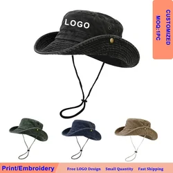 2024 Newest Custom Logo Cotton Outdoor Travel Sun Cap for Men and Women Adult Bucket Hat Fisherman Hat Summer Hiking
