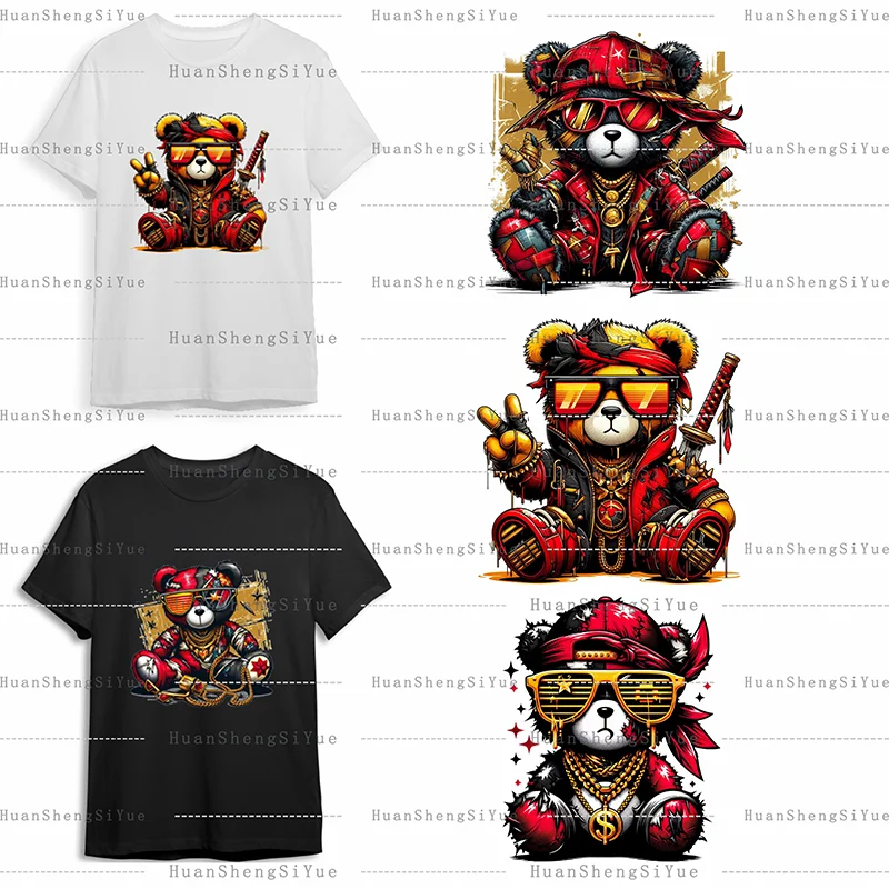 Ironed Sticker Clothing DTF Cool Bear Fashion T-shirt Hoodie DIY Jacket Patch Is Waterproof