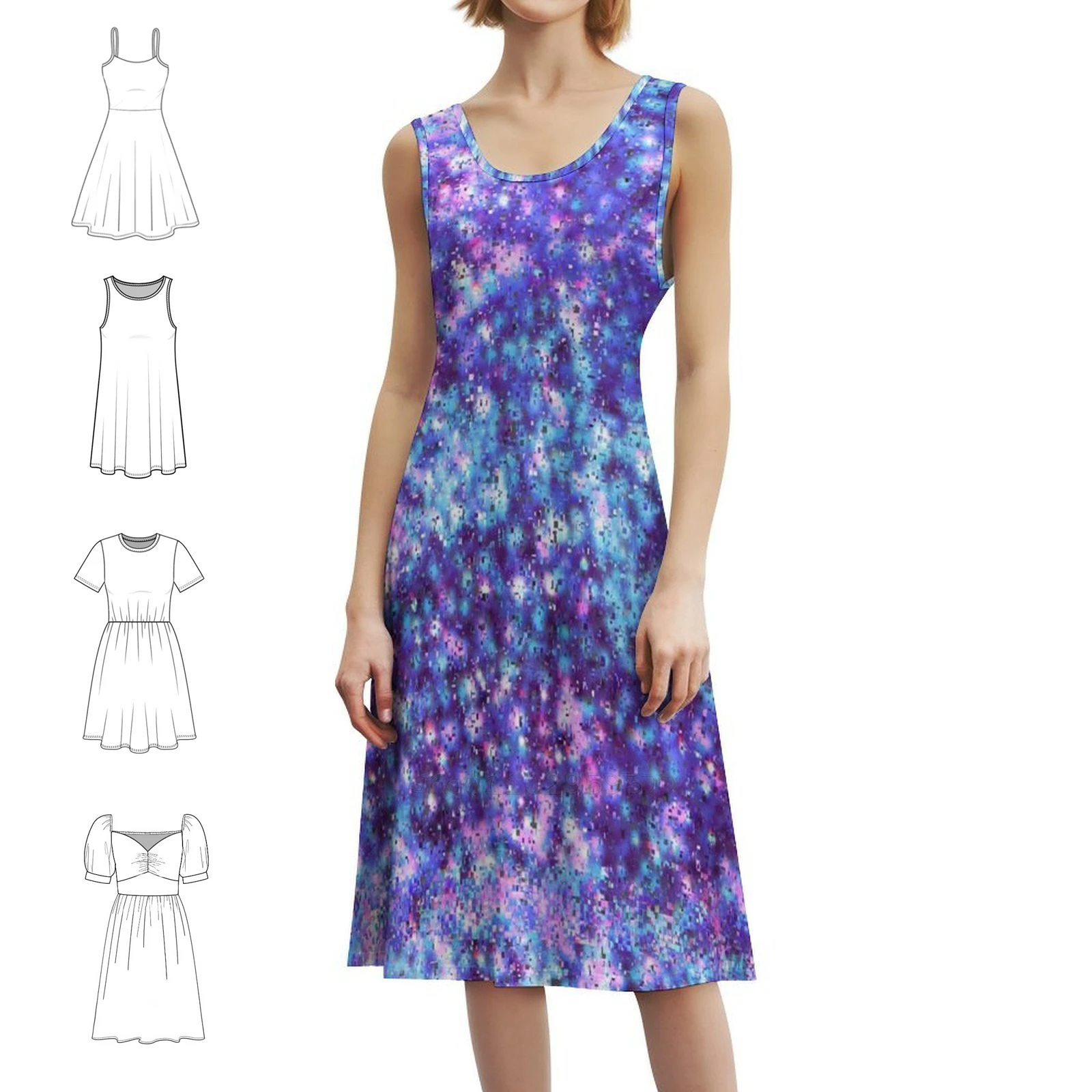 Galaxia de lantejoulas brilhantes rosa roxo |   Vestido estilo coreano para mulheres vestido casual elegante para festa ou uso diário