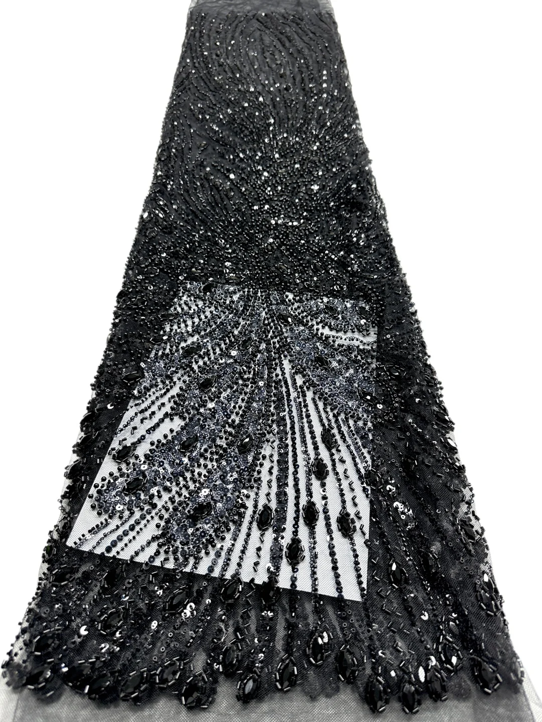 

African 3D Lace Fabric French Net Sequins Fabric Embroidery With Beads Lace Mesh Stones Nigeria For Dress Sewing