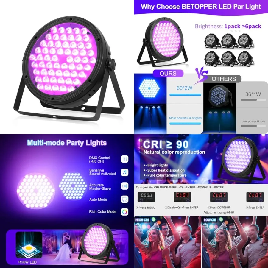 

Stage Lighting 0W Par Light RGBW -in- Stage Lights, DJ Light DMX for Concert and Events, Pack