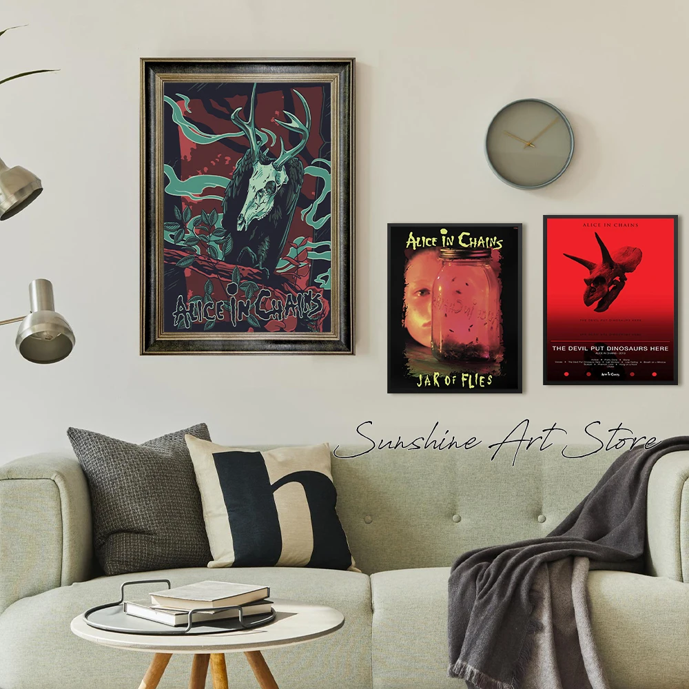 Alice in Chains Classic Grunge Rock Music Album Covers Poster Facelift The Devil Put Dinosaurs Here Rainier Fog Canvas Painting