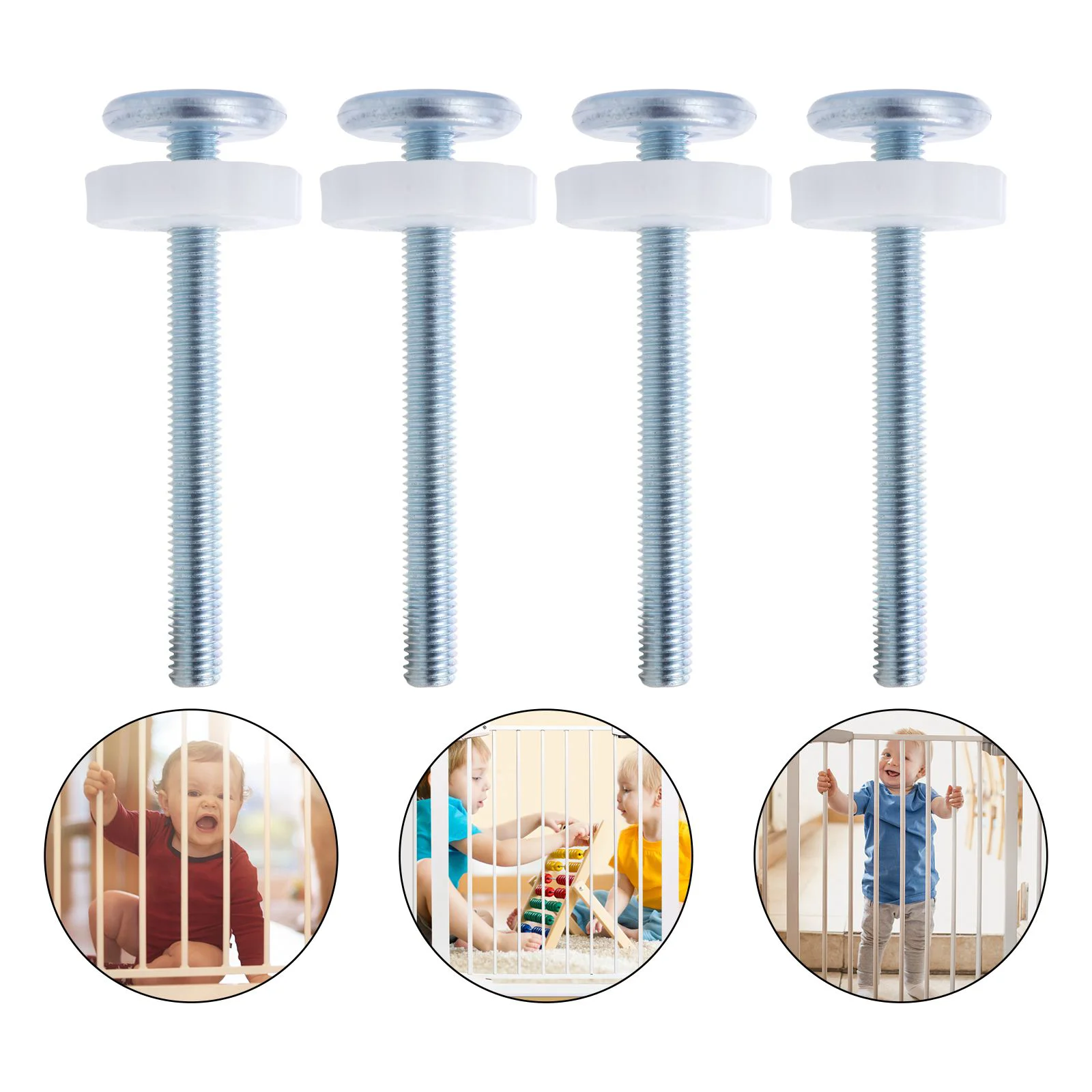 

4 Pcs Child Playpen Screws Pet Baby Gate Bolt Hardwares for Pressure Mounted Door Shaft Threaded Spindle Rods (iron) Thru Gates