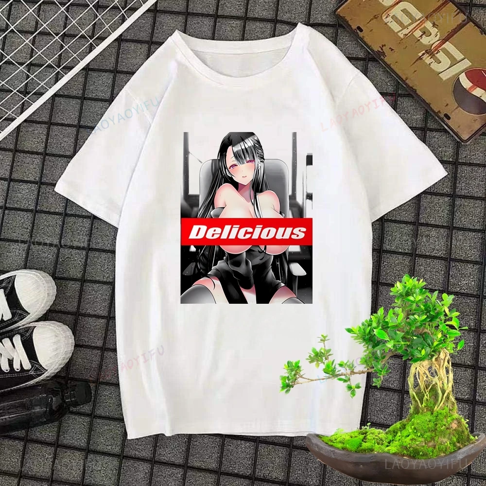 Hot Hipster Fashion Loose Street Wear Hentai Waifu Print T-shirt Trend Harajuku Short Sleeve Unisex Pattern Oversized Shirt