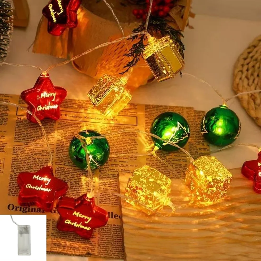 1 قطعة 1.5M10LED/3M20LED عيد الميلاد صندوق بطارية كرة نجمة هدية صندوق ضوء سلسلة ، باستثناء البطارية ، تستخدم لتزيين عيد الميلاد
