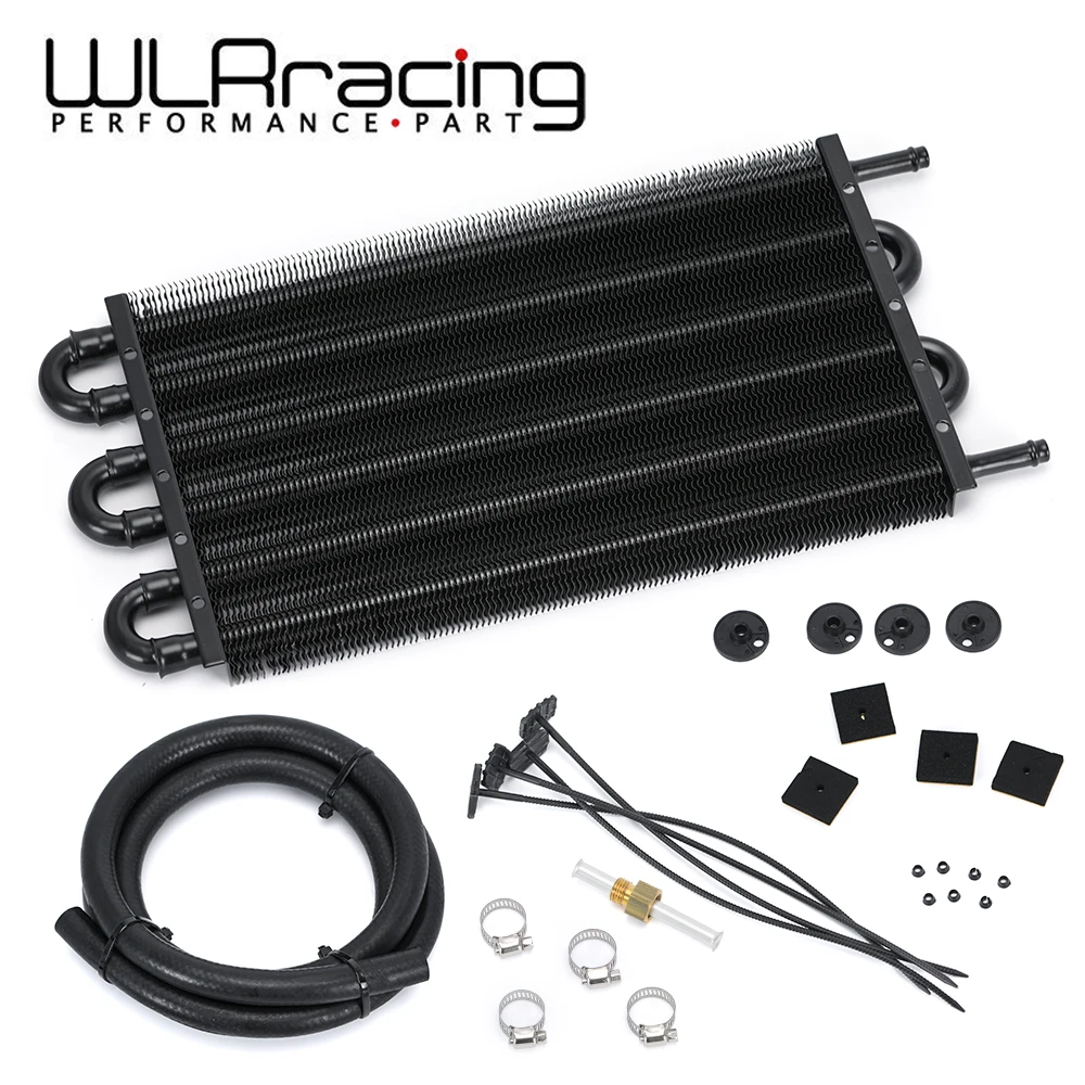 WLR - UNIVERSAL 304.8X190.5X19.05 ALUMINUM REMOTE TRANSMISSION OIL COOLER KIT/AUTO- MANUAL RADIATOR CONVERTER 4123BK