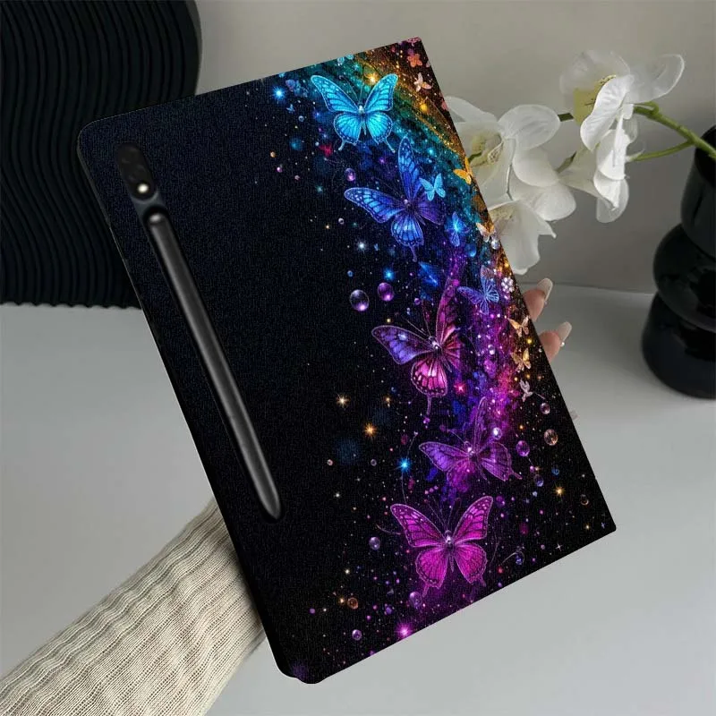 

Colorful Butterfly Pattern Sparkle Tablet Case For Samsung Galaxy Tab S7 S8 S9 S10 FE Lite Gift