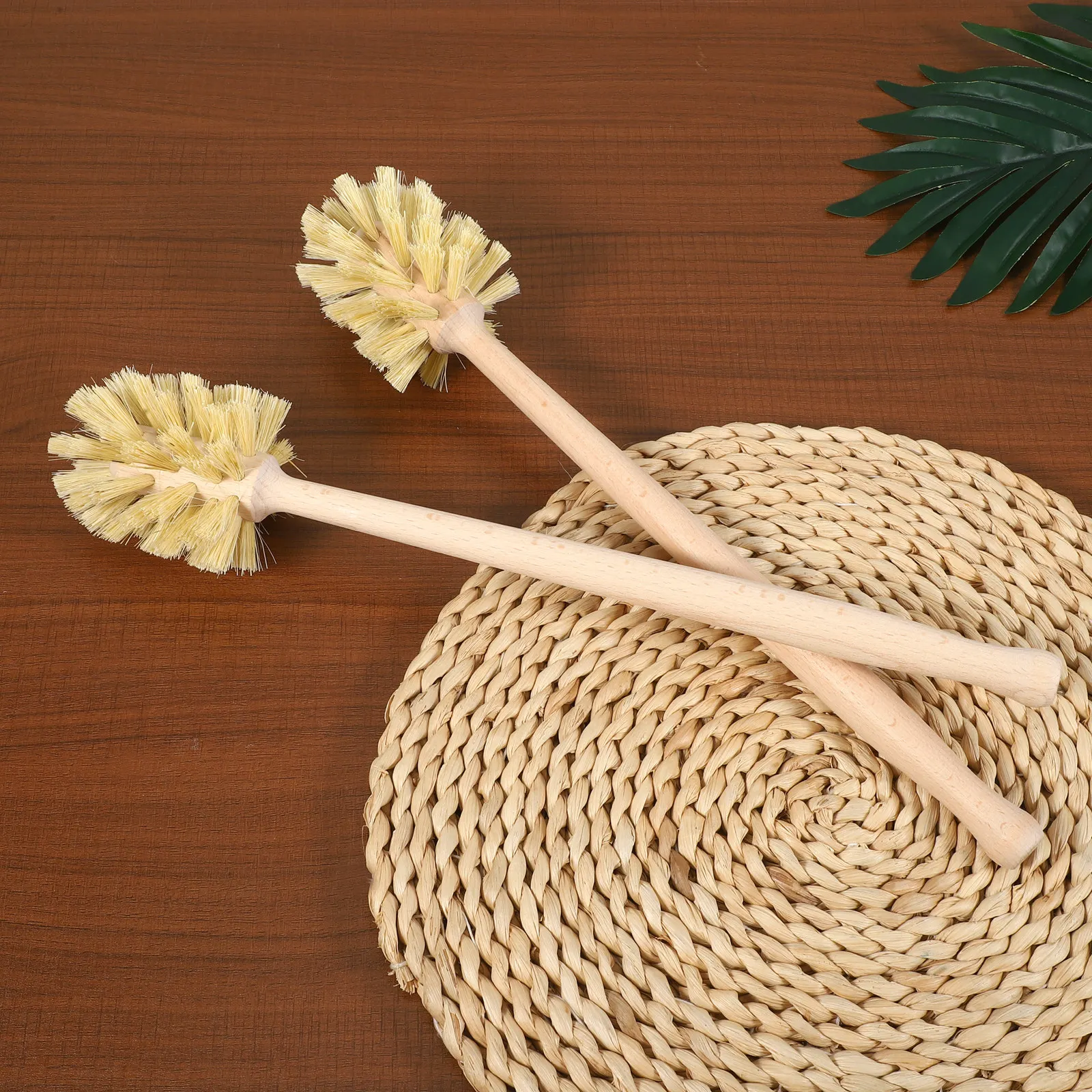 

Набор из 2 ершиков для унитаза из натурального сизаля с эргономичной деревянной ручкой, гигиеничный, с удлиненной ручкой, для чистки унитаза