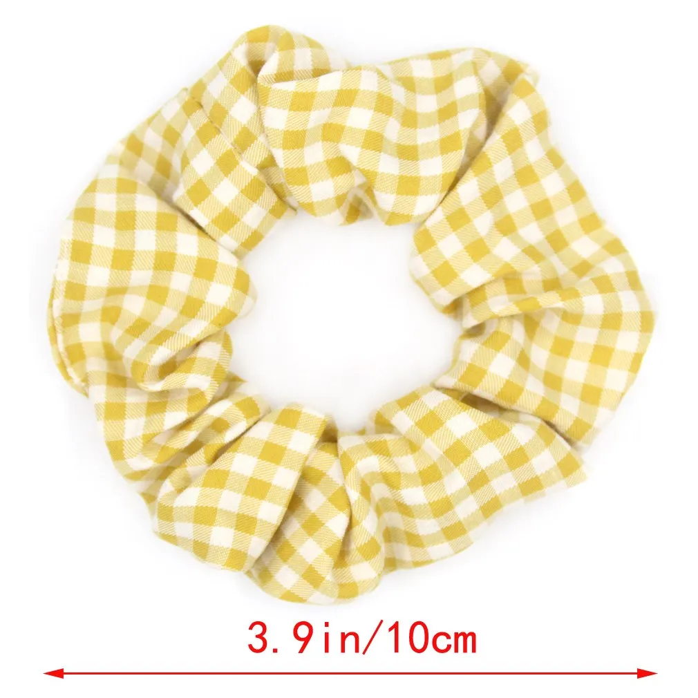 Fashion Women Scrunchies Plaid Pattern Candy Color Girl Hair Ties Polyester Ponytail Holder Vintage Female Hair Accessories 