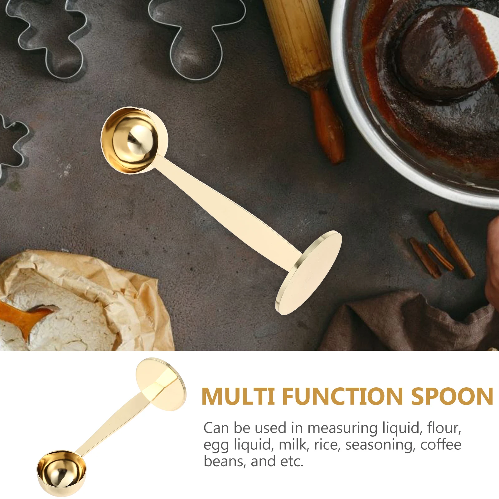 

2Pcs Stainless Steel Coffee Scoop Multi Function Measuring Hammer Espresso Tamper