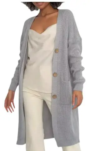 

2025 New Fashion Hooded Button Knitted Long Coat Women Winter Casual Loose Solid Color Home Long-sleeved Top For Women