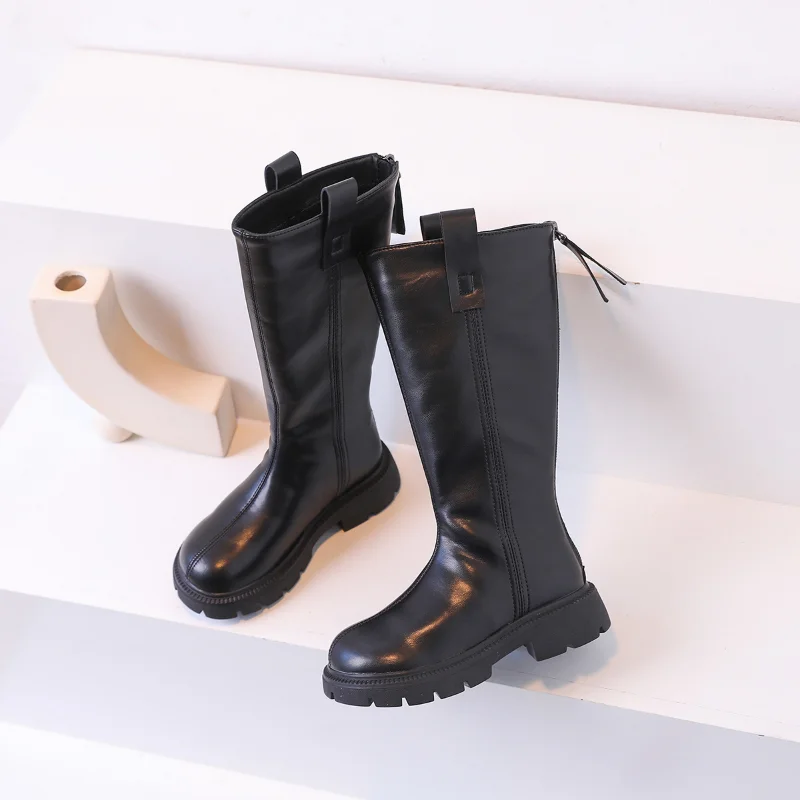 Girls High Boots 2022 Winter Girls Fashion Knee Princess Long Knight Boots Children Warm Soft Shoes Toddler Classic Brand Black