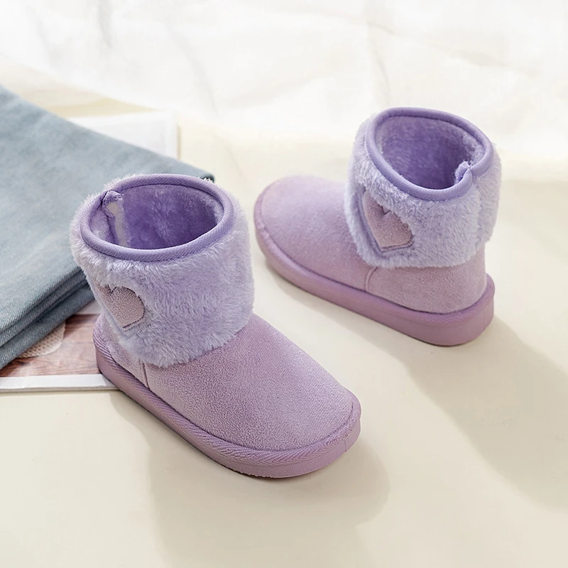 

Зимние плюшевые сапоги для детей, модные стильные толстые теплые зимние сапоги для девочек, толстая теплая хлопковая обувь из искусственного меха для детей, зимние сапоги