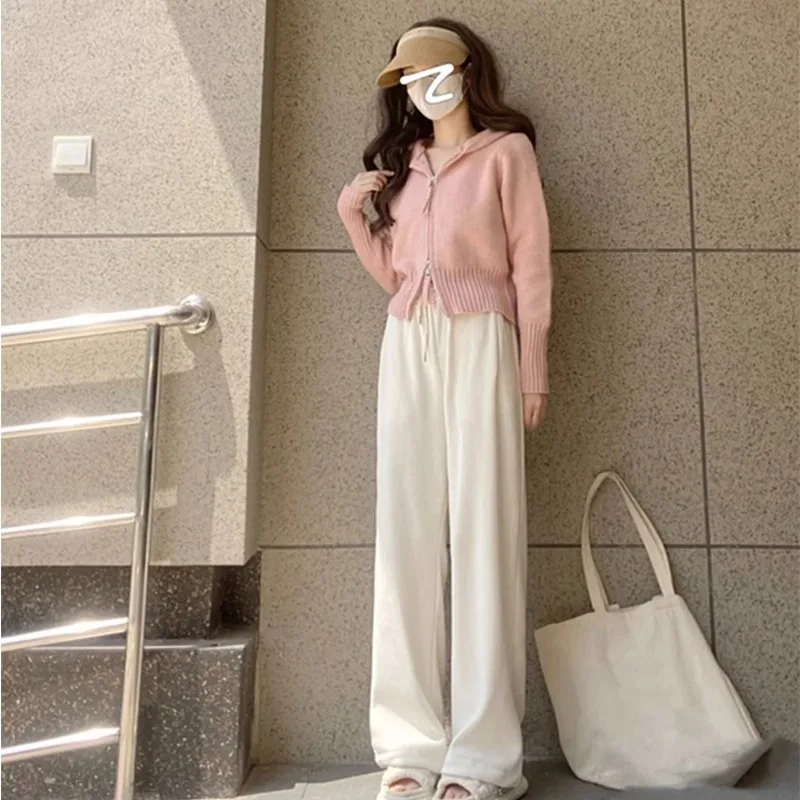 المرأة الوردي مقنعين سترة متماسكة الحلو العمر الحد مزدوجة سستة قصيرة نمط الكورية عادية الخريف الشتاء معطف شتاء القمم #4