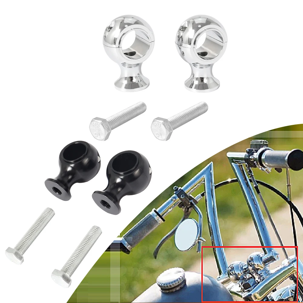 Black/ Chrome Handlebar Riser Kit Motorcycle Fat Round Handle Bar Heigh Up Clamp for Harley Touring Dyna Fat Bob Chopper Bobber