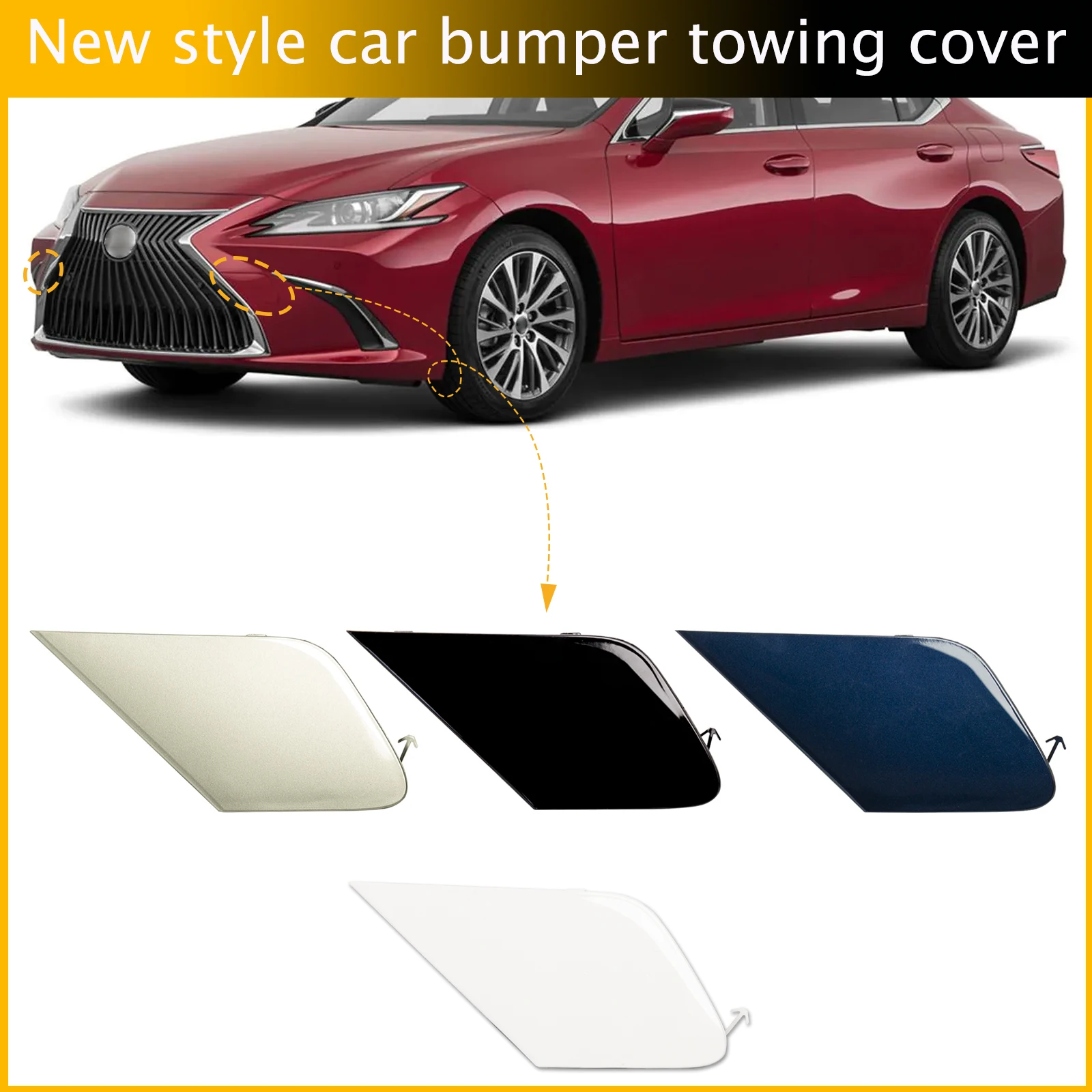 

Front Bumper Tow Hook Cap Towing Eye Cover For Lexus ES350 ES300H 2019-2020 ES250 2021 5212833919 5212733905 Left Right