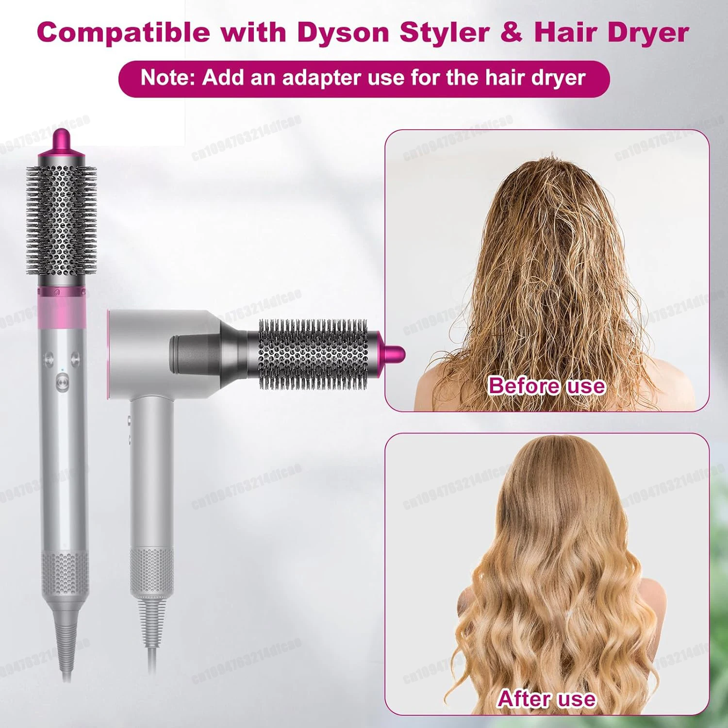 20/38/55MM Round Brush Attachment Compatible with Dyson Airwrap HS01/05/08 Nickel Big Round Brush Volumizer For Dyson Hair Dryer image 2