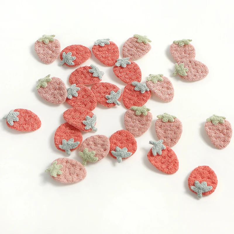 50pcs 3cm Mini Strawberry Patch DIY Clothing Sewing Supplies Wedding Decoration Craft Handmade Hair Scrapbook Costume Accessory