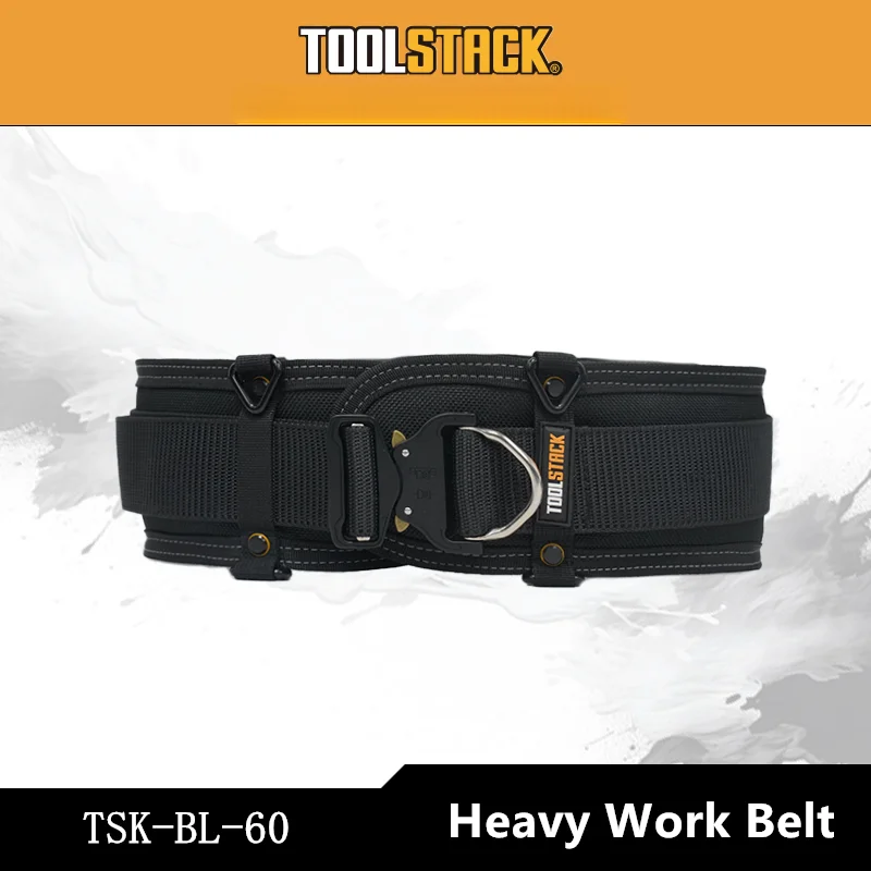 

TOOLSTACK Heavy Duty Tool Belt Quick Lock Metal Buckle Thickened Widened Adjustable Working Belt Waist Support Construction Belt