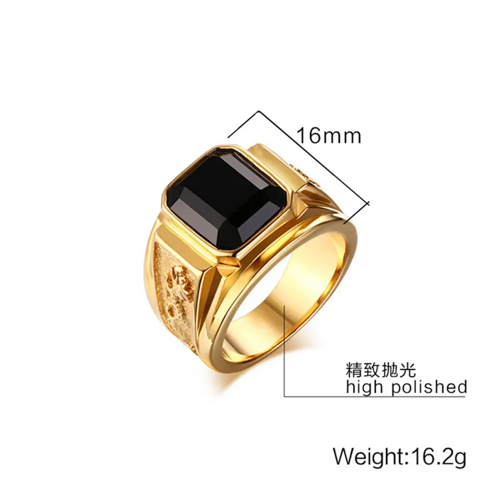 Punk Hip Hop High Quality Charm Big Gemstone Ring Men Women Fashion Stainless Steel Dragon Ring Jewelry Dropshipping Wholesale