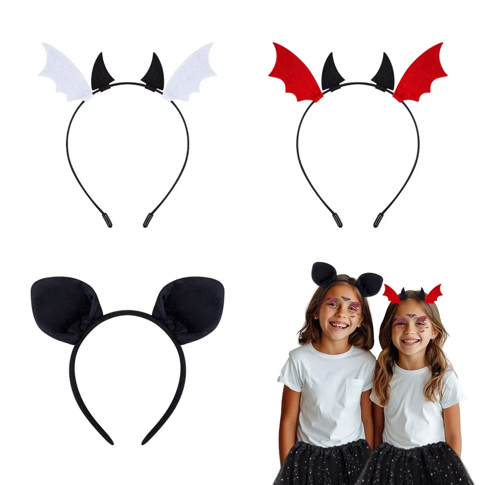 

10pcs Children Adult Halloween Demon Bat Ear Wing Headpiece Festival Ball Animal Horn Devil Headband Hair Accessories