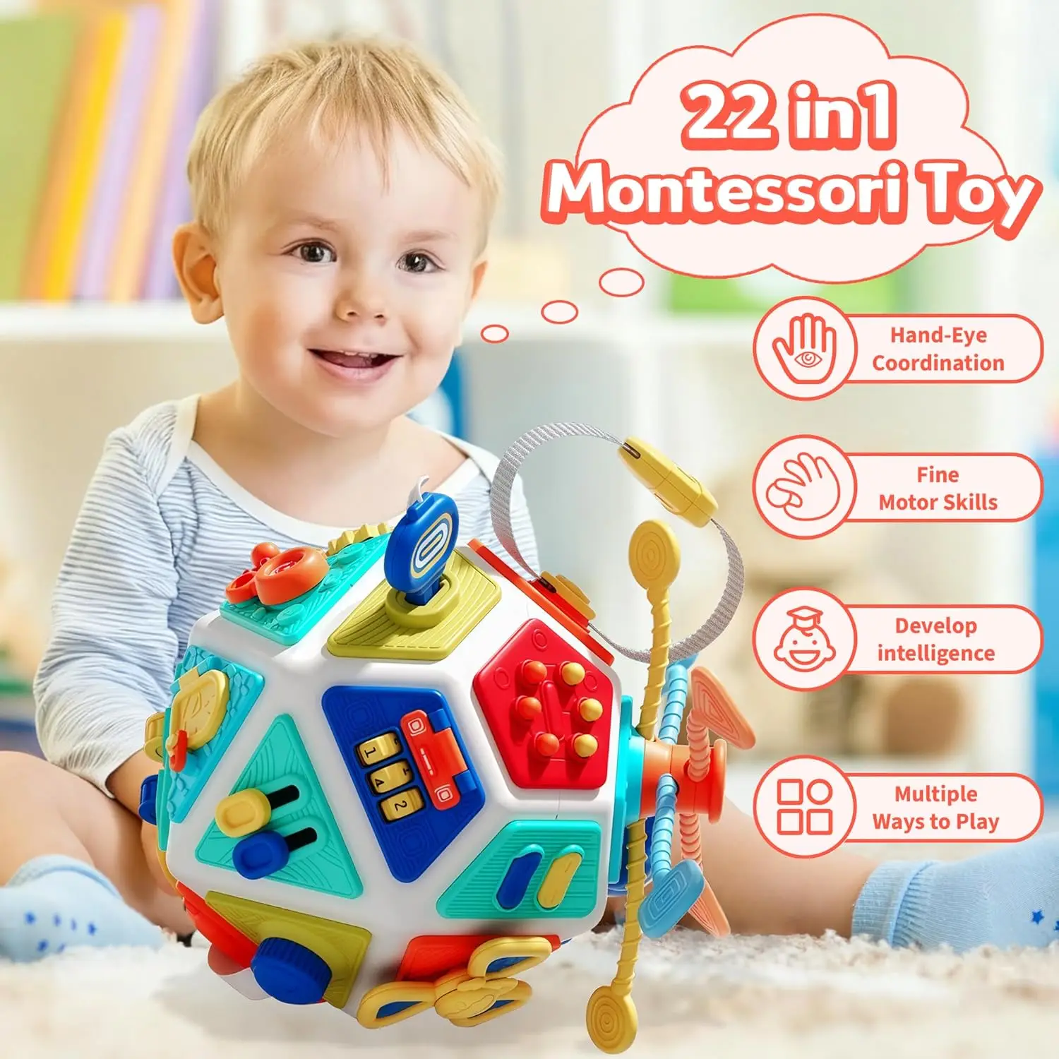 22 In 1 Montessori Busy Board Cube Sensory Educational Toy_voghion.com