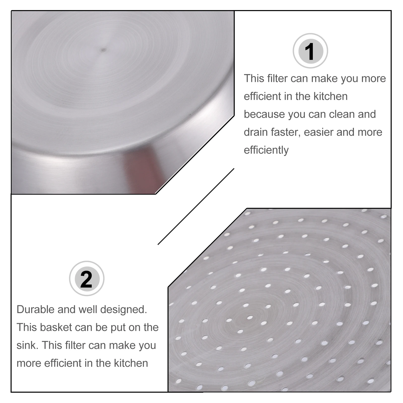 

2pcs Stainless Steel Thickened Drain Bowl Fruit Vegetable Washing Basin Kitchen Sink Dish Tub Compact Storage Set Drying