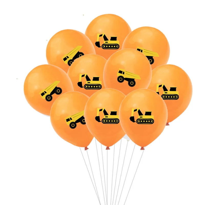 

10pcs 12Inch Construction Vehicle Theme Latex Balloons Excavator Pattern Printed Balloon for Kid's Birthday Party Decoration