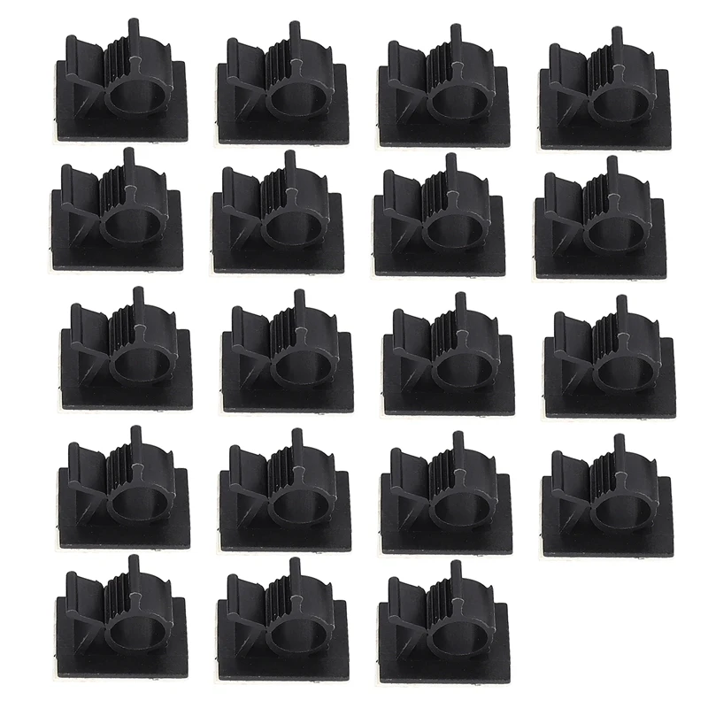 20Pcs Schwarz Einstellbare Kunststoff Kabel Klemmen Selbst Klebe Auto Kabel Clips Draht Veranstalter