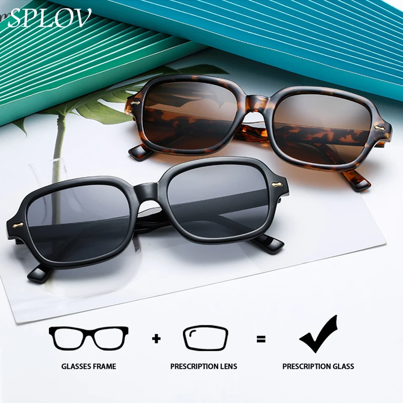 

SPLOV Men's Prescription Sunglasses UV400 Protection Professional Customized Rectangular Prescription Lens Optical Sunglasses