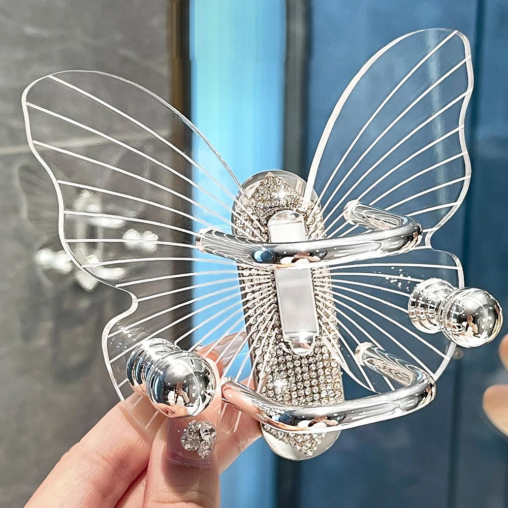 Space-Saving Hair Holder Elegant Design Easy Install Light Luxury Comb Storage Bracket Multi-Function Butterfly Storage Hook - Image 5