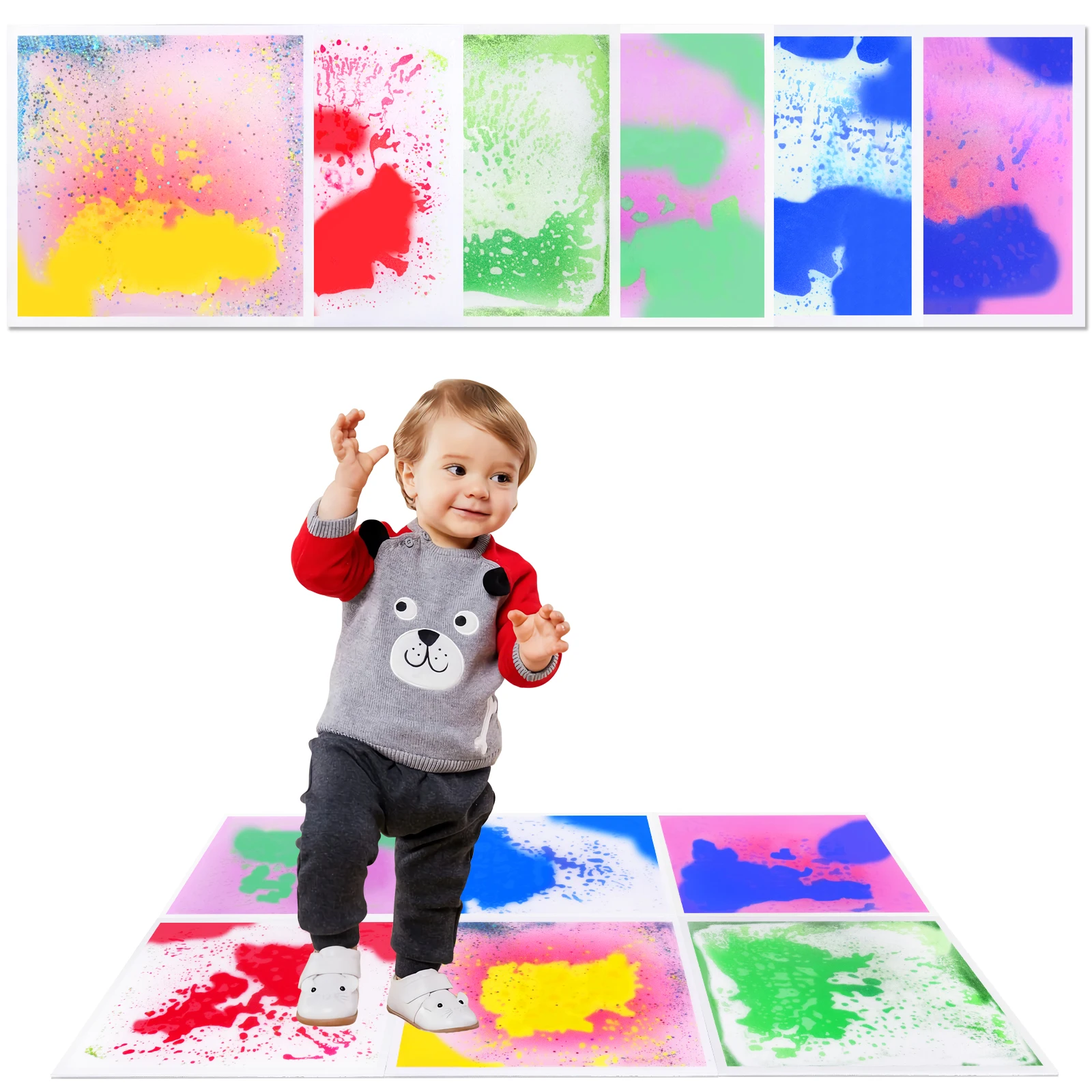 乳幼児用感覚床タイル6枚、冷却液入り床タイル、感覚ゾーン、赤ちゃんの感覚ニーズのためのソフトプレイマット