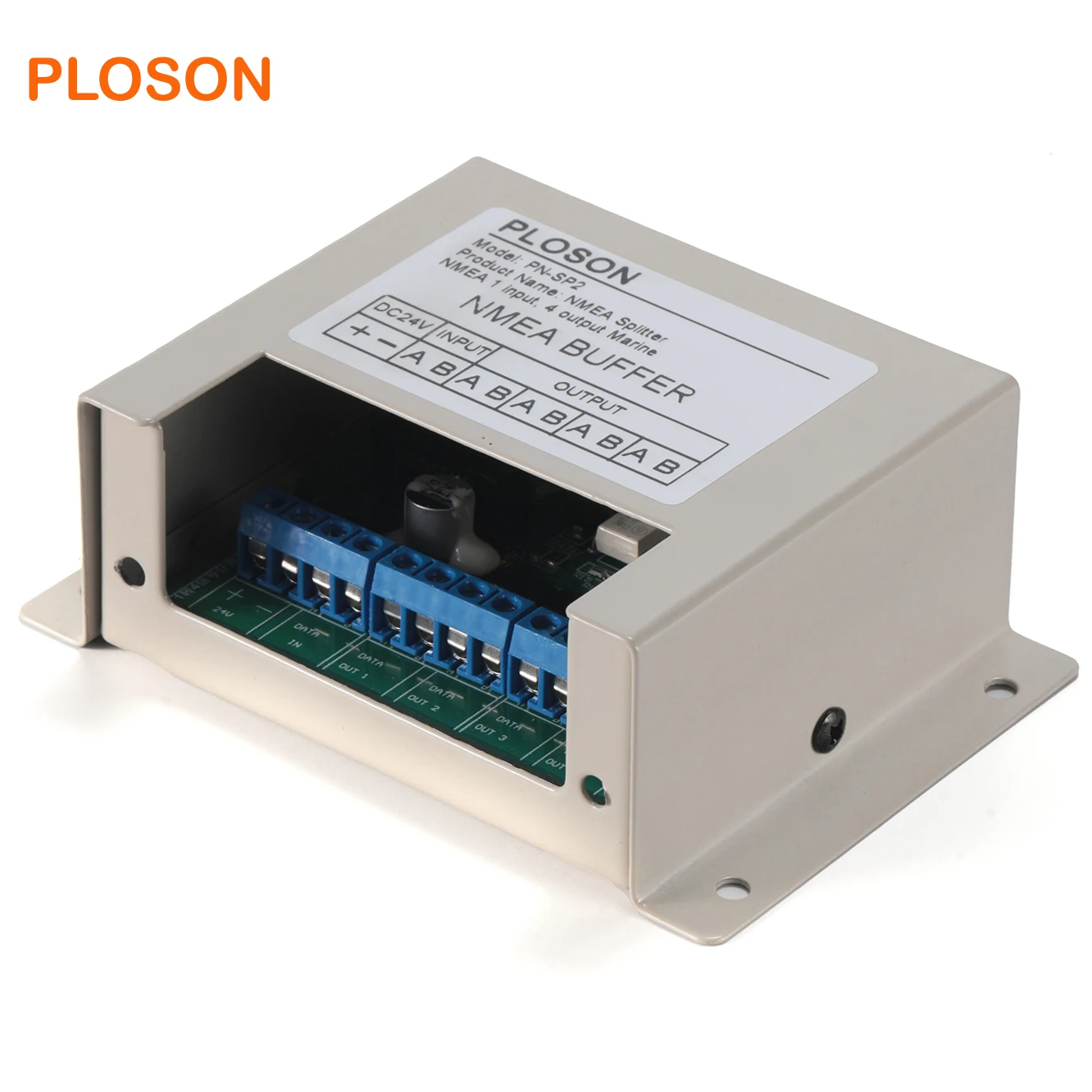 

PLOSON PN-SP2 NMEA0183 Сплиттер NMEA Буфер NMEA 1 вход, 4 выхода Морской последовательный линейный разветвитель Изолирующий буфер для систем 24 В