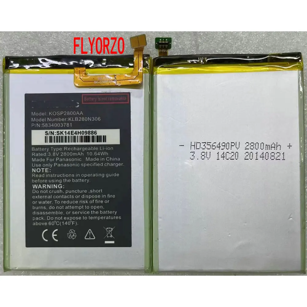 Brand new Replacement Battery KOSP2800AA For Panasonic KOSP2800AA KLB280N306 Rechargeable Battery 2800mAh