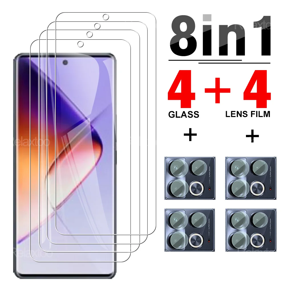 8-in-1 Full Cover Tempered Glass For Infinix Note 40 4G Camera Lens Protective Film For Infinix Note40 Infinix 40note Clear Film