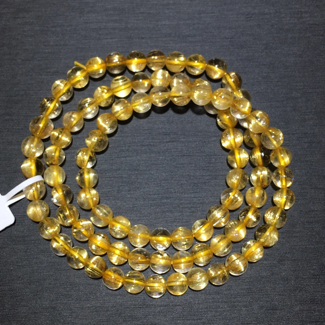 

6 мм натуральное золото рутилированный кварцевый браслет ювелирные изделия для женщин мужчин подарок Бразилия целебный кристалл круглые бусины каменные нити AAAAA