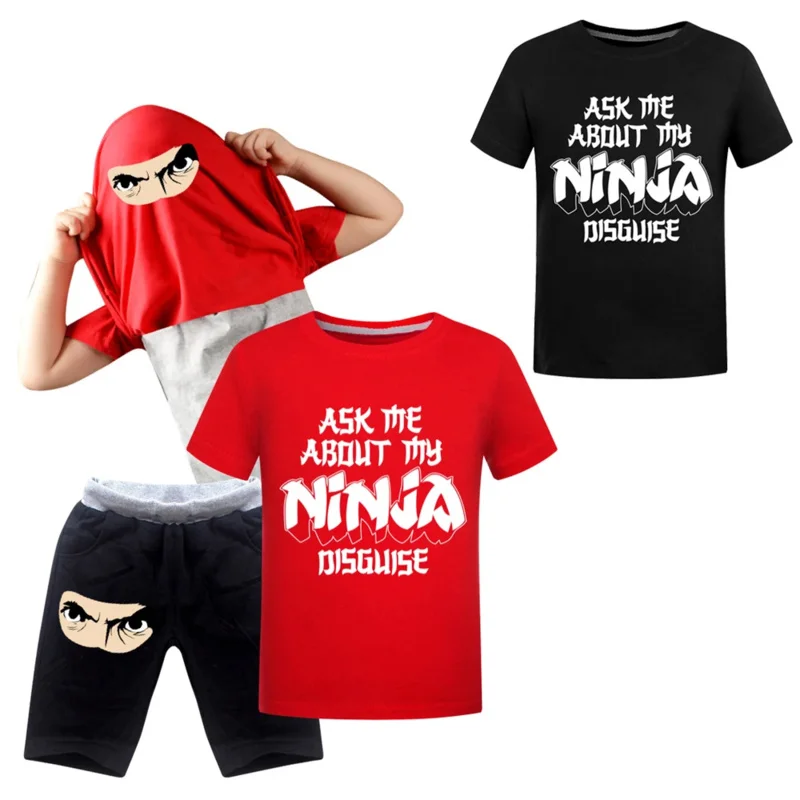 Camiseta con disfraz de Ninja para hombre, ropa de juego de interacción entre padres e hijos, 2 piezas