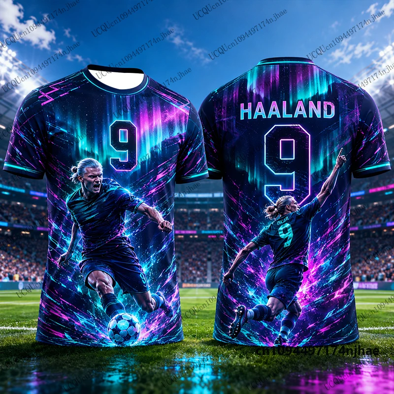2026 Neuerscheinung Sonderedition Haaland # 9 bedruckte Fußballtrikots für Herren, T-Shirts, Sport-Trainings-T-Shirts, lässige Oberteile für Kinder/Erwachsene – Detail 7