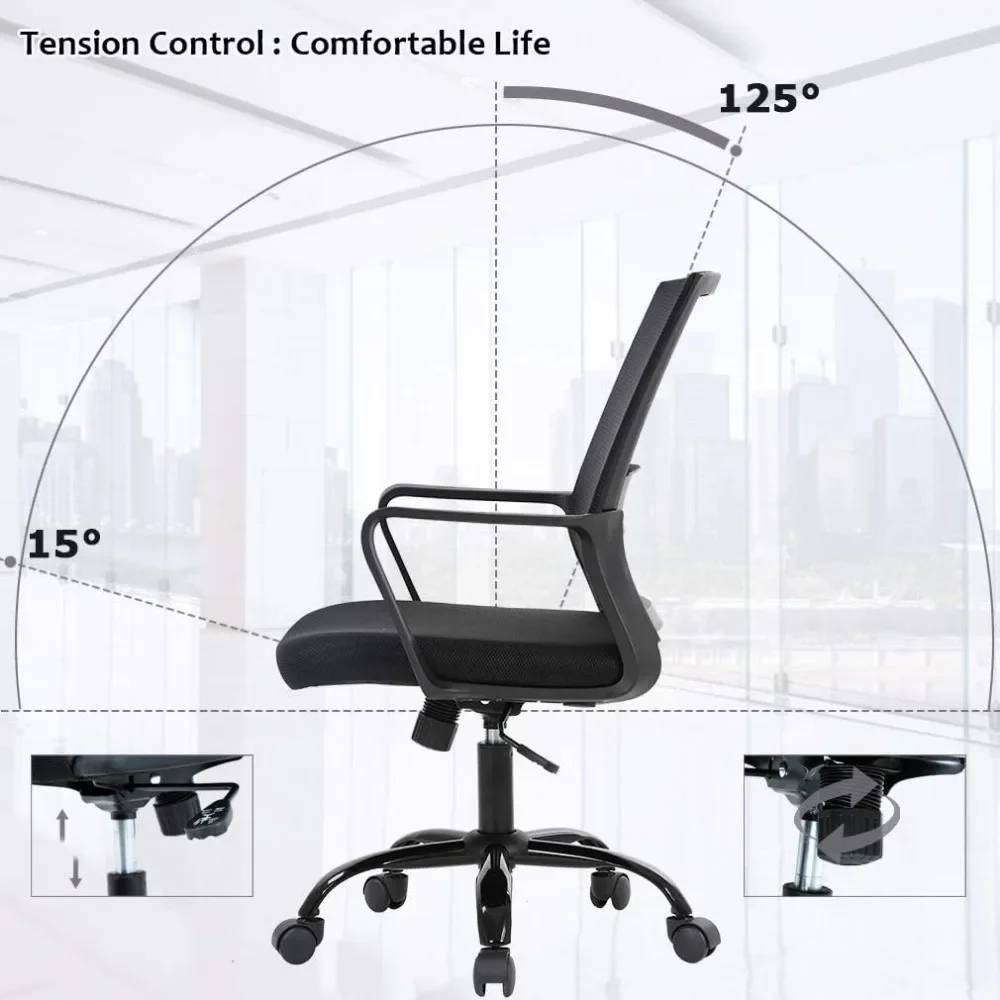 Cadeira de mesa ergonômica para casa e escritório, cadeira giratória do computador, apoio lombar executivo