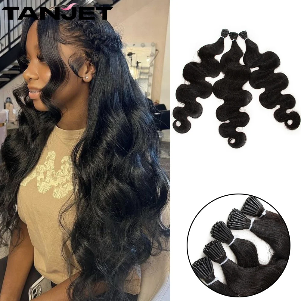 Body Wave I Tip Microlink Human Hair Extensions For Black Women Natural Wavy Italian Keratin Capsule Micro Ring Hair Extensions