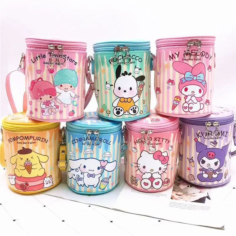 Sanrio kuromi girl's soft-hearted, cute, fashionable, versatile, casual, cartoon carry-on shoulder cross-body cylindrical bag