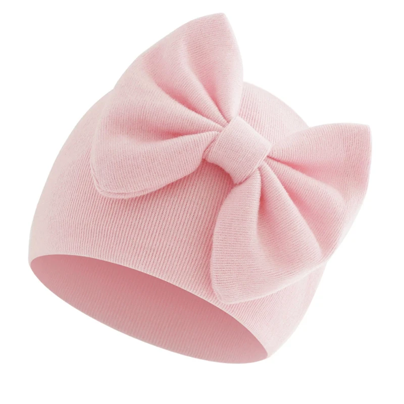 

Модные повседневные милые шапки с бантиками для новорожденных девочек и мальчиков, мягкие шапки из 100% хлопка для младенцев, аксессуары для детей, реквизит для фотосъемки новорожденных