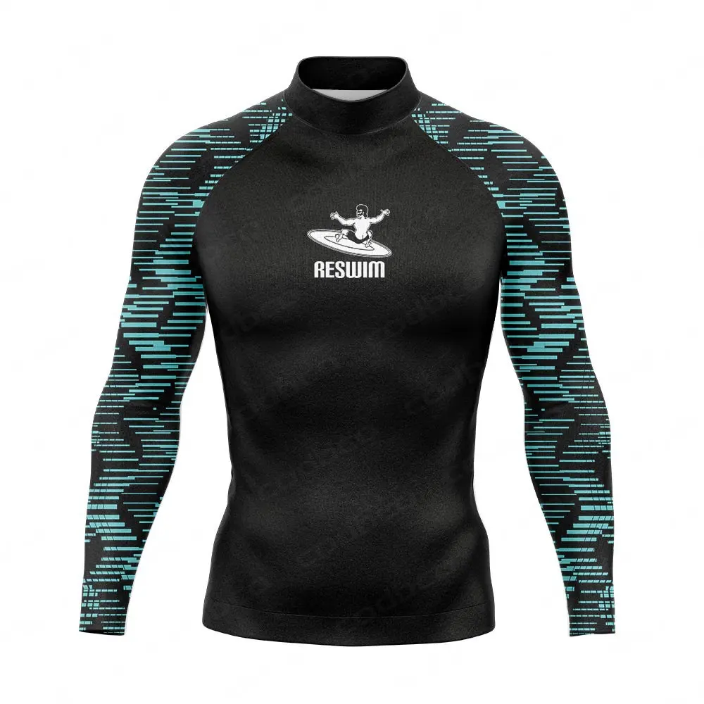 Nowa męska koszulka z długim rękawem rashguardy UV Protection strój kąpielowy surfingowy strój kąpielowy kąpielowy Surf koszula plażowa Skinsuit