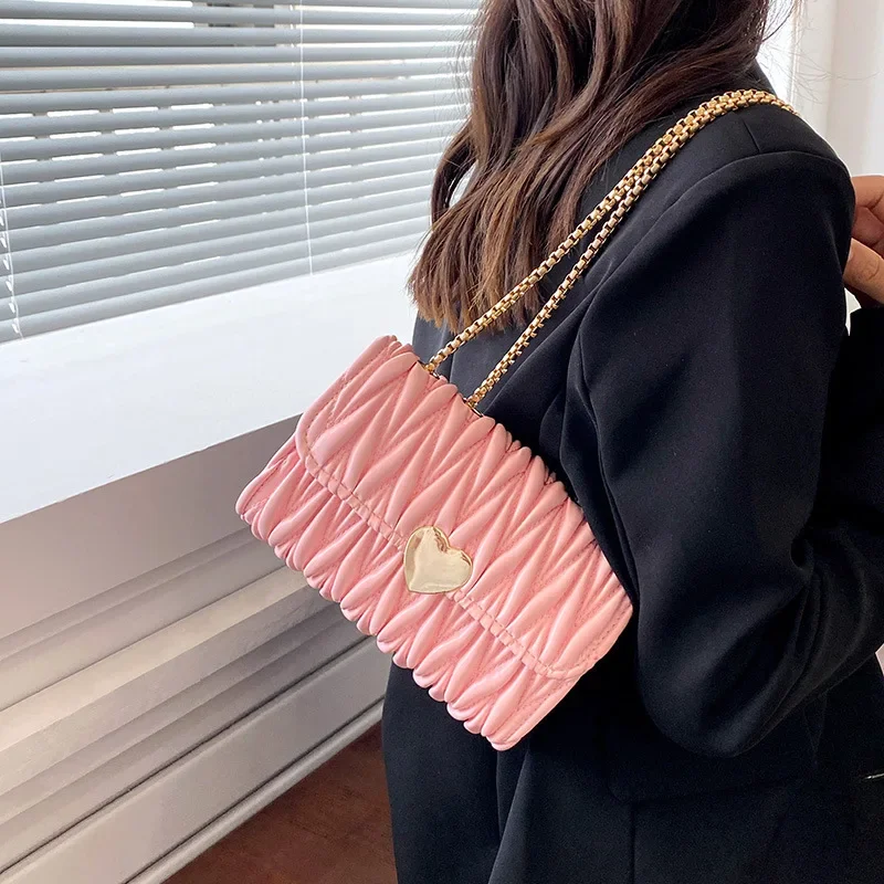 Women Fold Chain Women Bag New Fashion Casual Crossbody Candy Color Shoulder Small Square Bag Brand Design Luxury