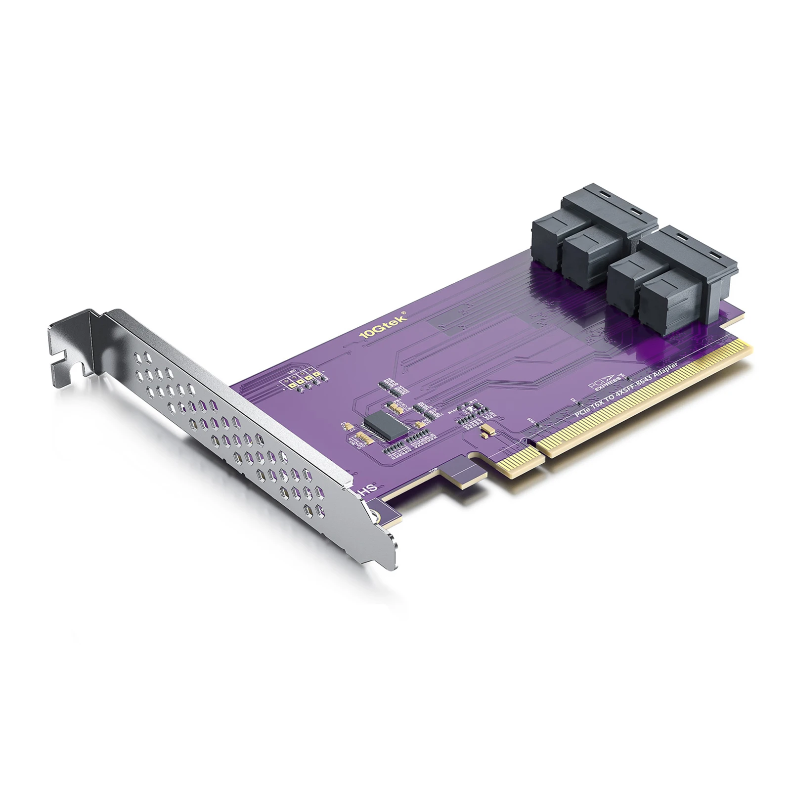 

PCIe to SFF-8643 Adapter for U.2 SSD, X16, (4) SFF-8643，Requires Motherboard BIOS Support for Bifurcation.